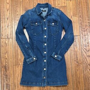 7 For All Mankind Blue Midi Dress Fitted Denim